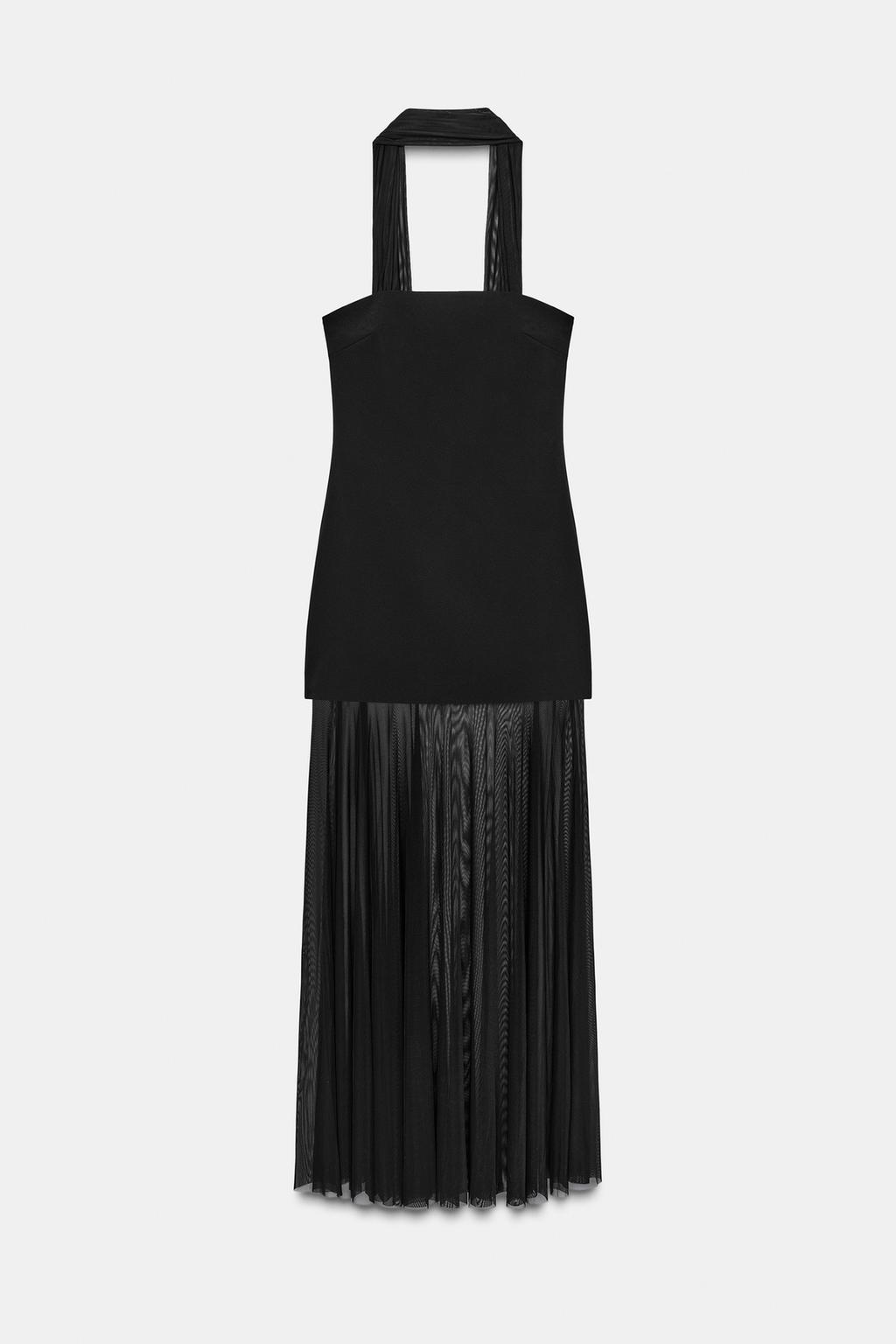 КОМБИНИРОВАННОЕ ПЛАТЬЕ С ПРОЗРАЧНЫМИ ДЕТАЛЯМИ