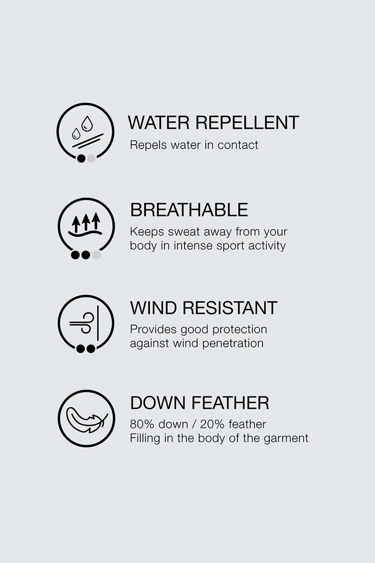 СТЕГАНАЯ КУРТКА ИЗ 100% ПЕРА С КАПЮШОНОМ