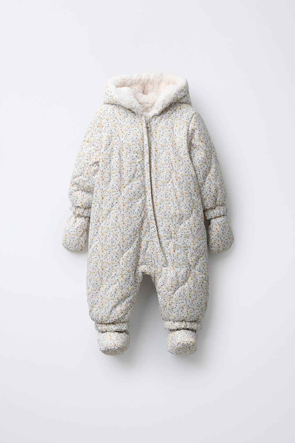 Оденсуит с цветочным узором из нейлона с отстегивающимися рукавицами и ботинками