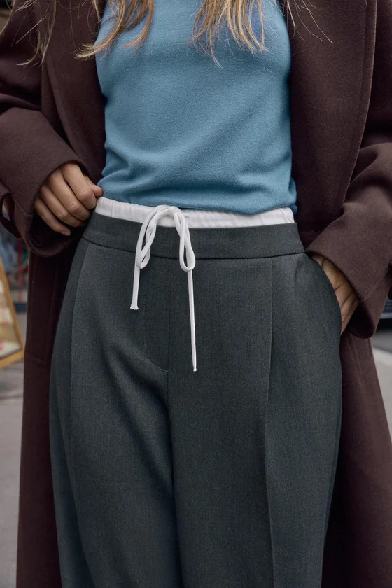 БРЮКИ WIDE LEG С ДВОЙНЫМ ПОЯСОМ