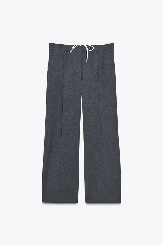 БРЮКИ WIDE LEG С ДВОЙНЫМ ПОЯСОМ