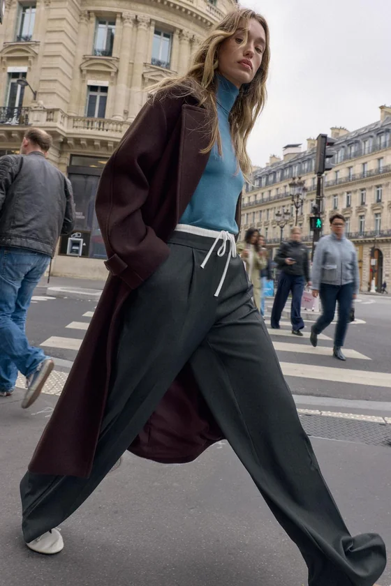 БРЮКИ WIDE LEG С ДВОЙНЫМ ПОЯСОМ