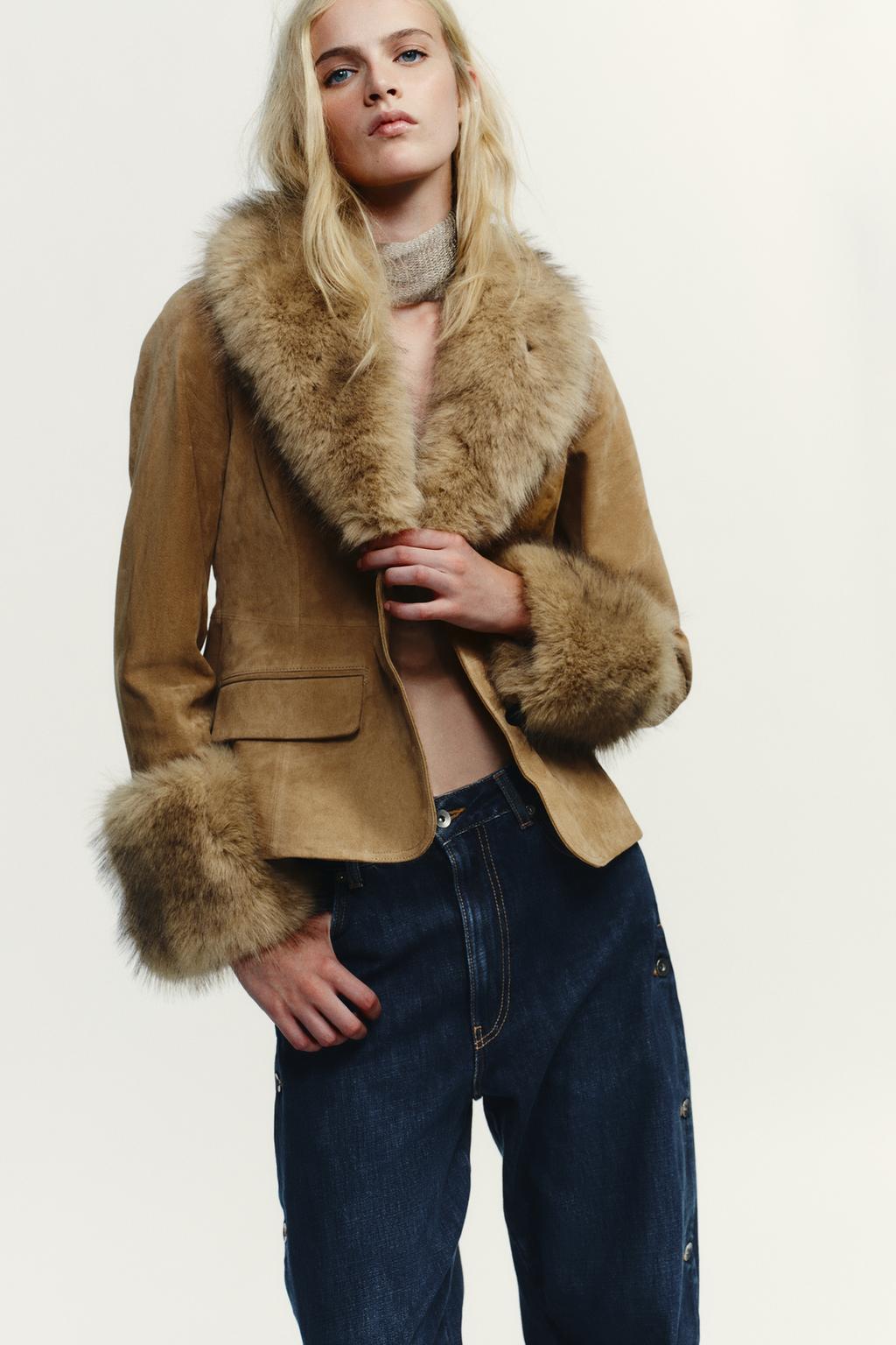 FITTED 100% SHEEPSKIN SUEDE BLAZER