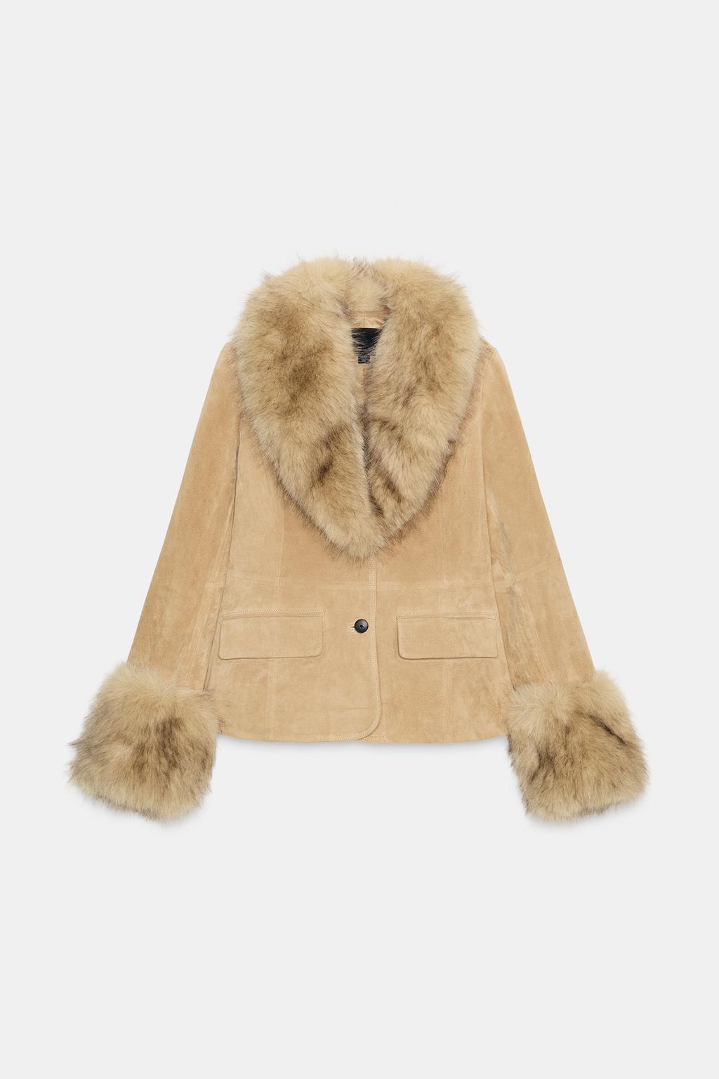 FITTED 100% SHEEPSKIN SUEDE BLAZER