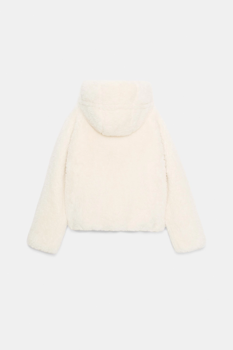 УТЕПЛЕННЫЙ БОМБЕР ИЗ ИСКУССТВЕННОГО МЕХА С КАПЮШОНОМ