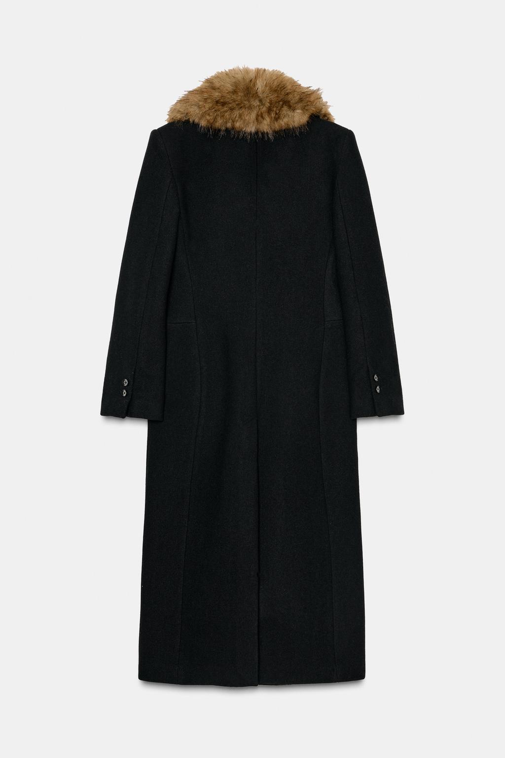 WOOL COAT WITH FAUX FUR COLLAR ZW COLLECTION