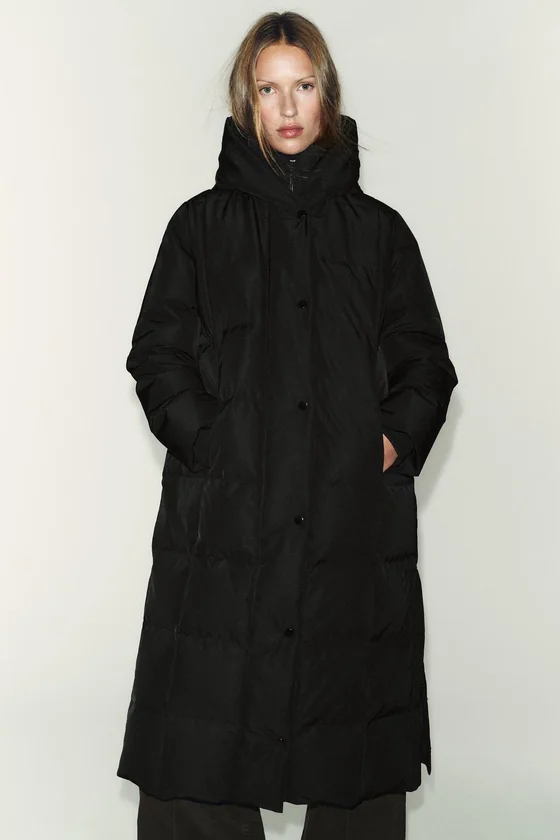 ДЛИННЫЙ ПУХОВИК С КАПЮШОНОМ WATER REPELLENT WINDPROOF