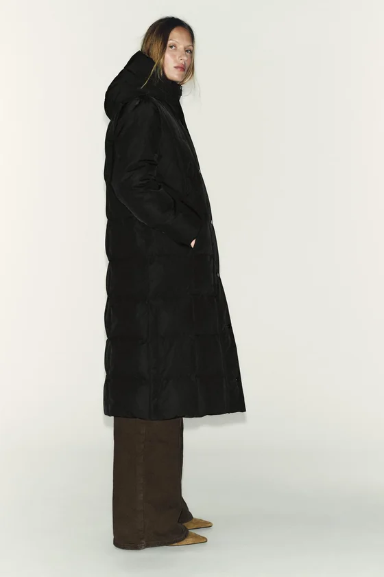ДЛИННЫЙ ПУХОВИК С КАПЮШОНОМ WATER REPELLENT WINDPROOF