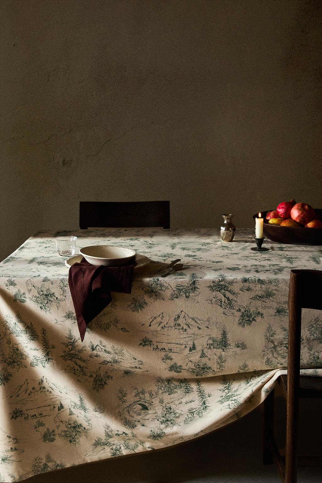 Хлопковая рождественская скатерть toile de jouy