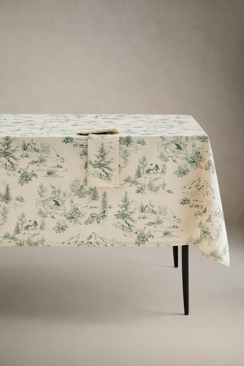 Хлопковая рождественская скатерть toile de jouy