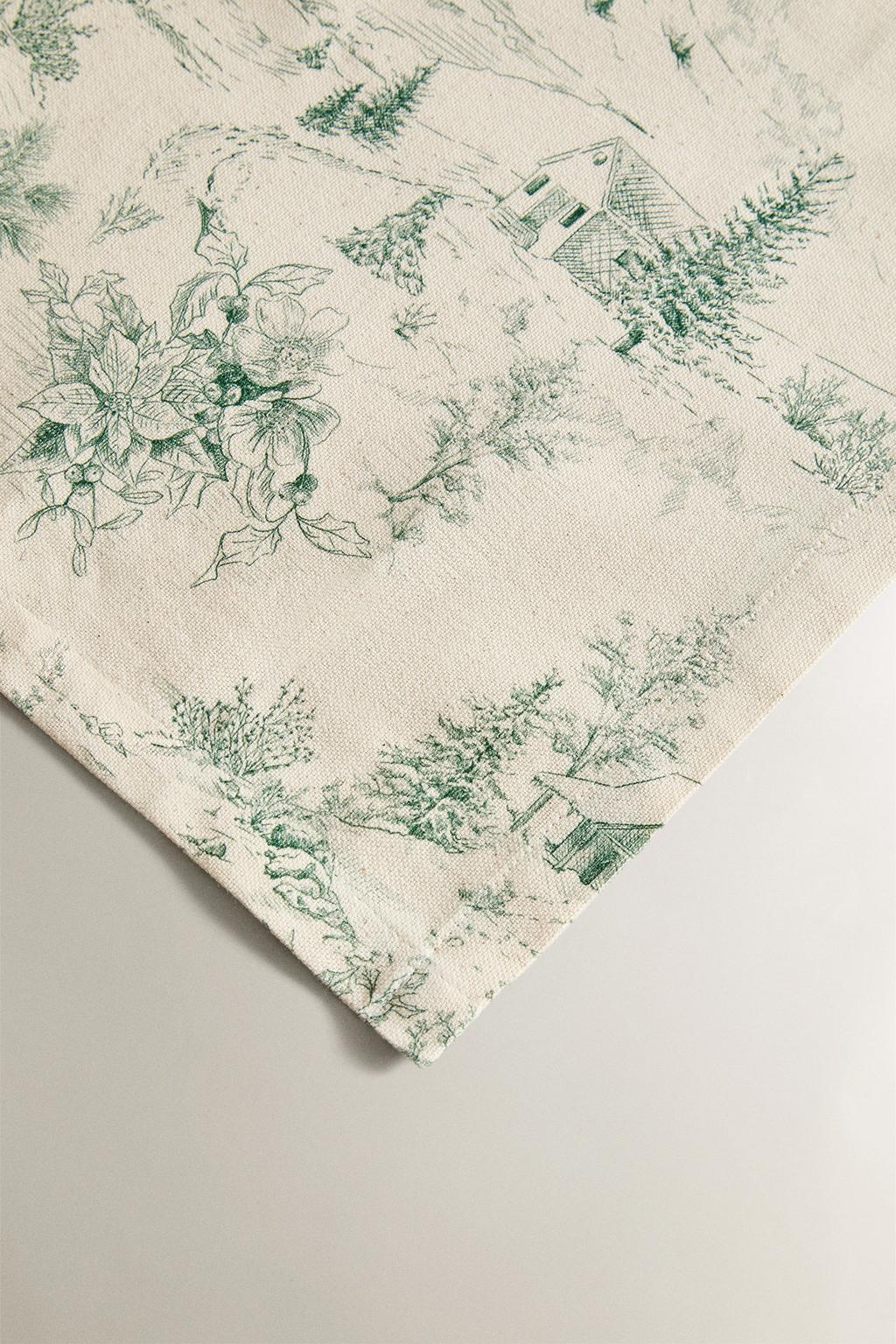 Хлопковая рождественская скатерть toile de jouy