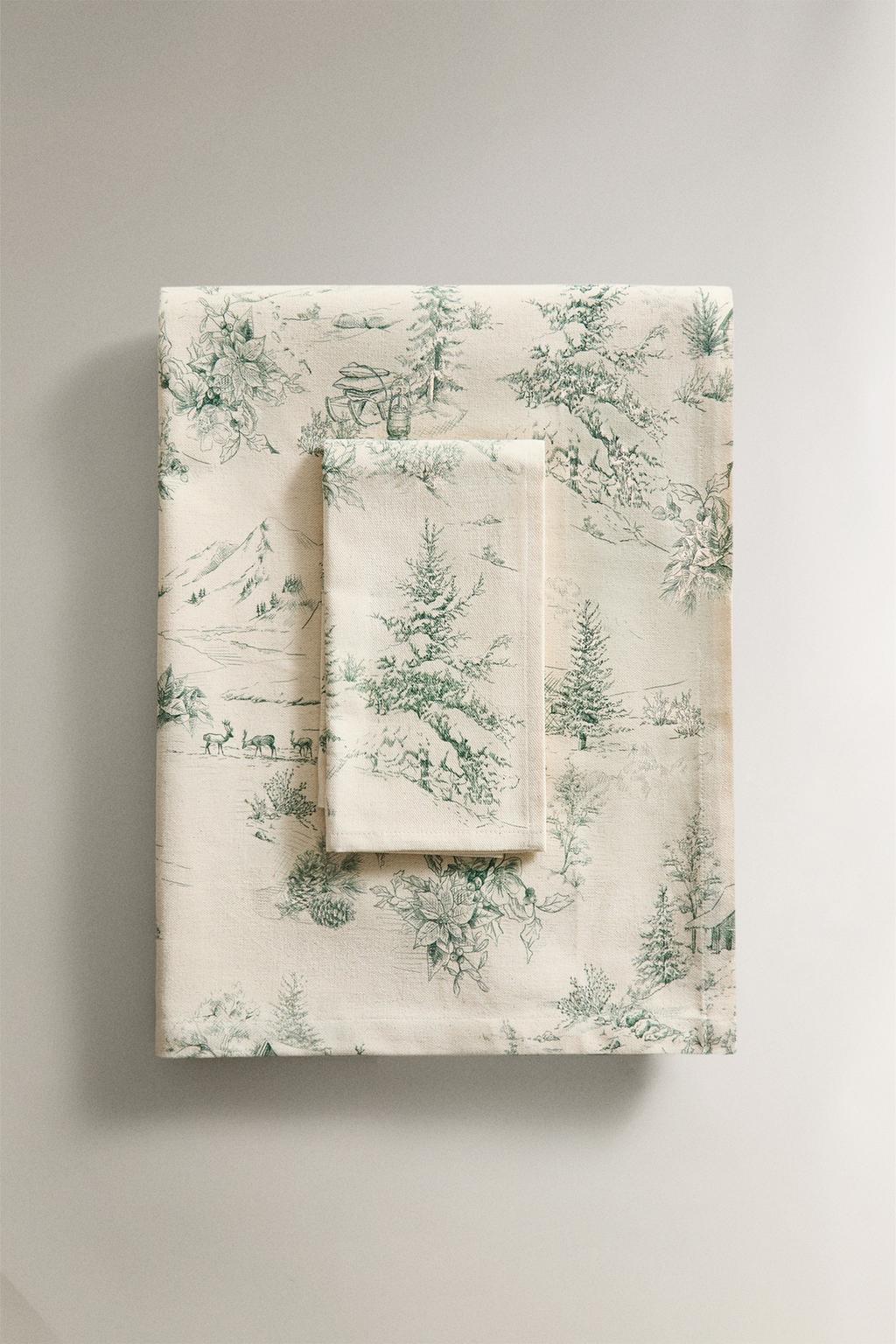 Хлопковая рождественская скатерть toile de jouy