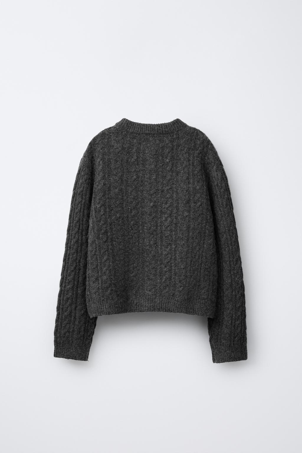 ВЯЗАНЫЙ КАРДИГАН С ЖЕМЧУГОМ И УЗОРОМ «КОСЫ»