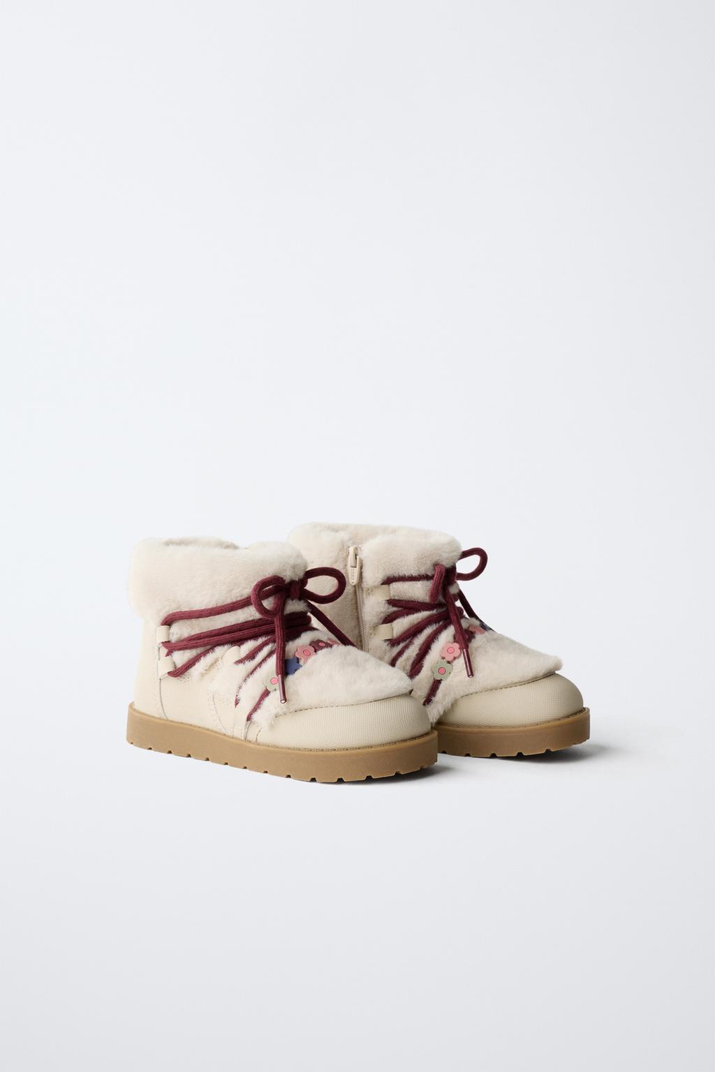 БОТИНКИ С БИСЕРОМ И ИСКУССТВЕННЫМ МЕХОМ