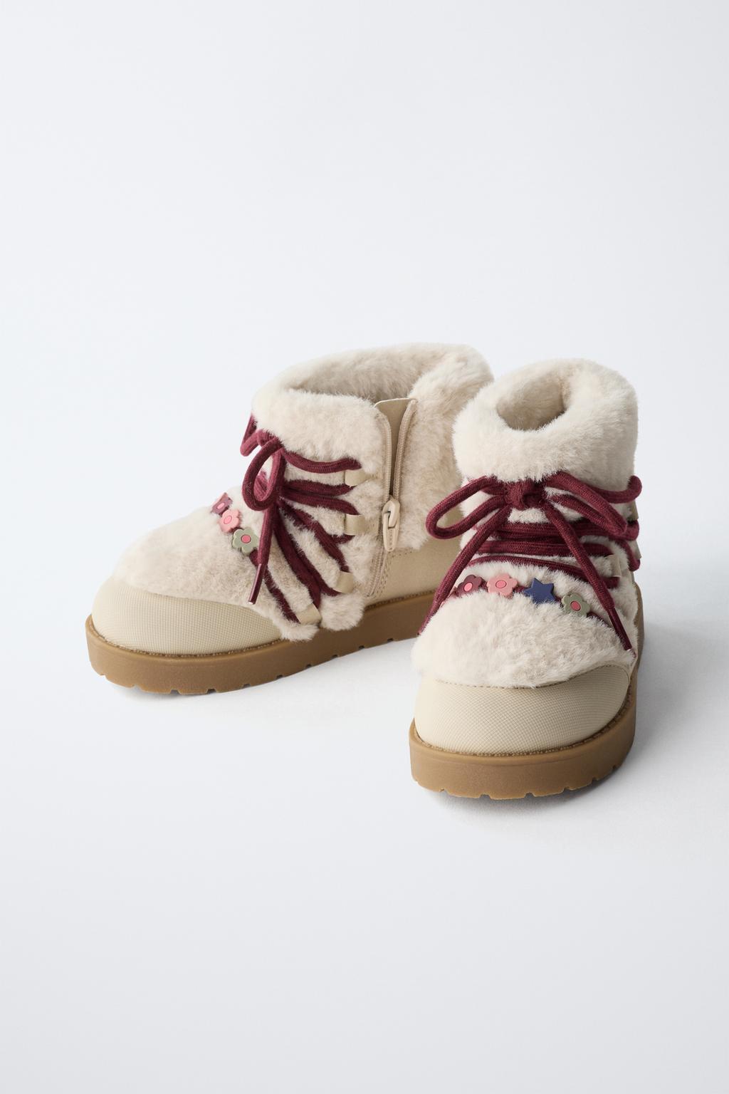 БОТИНКИ С БИСЕРОМ И ИСКУССТВЕННЫМ МЕХОМ