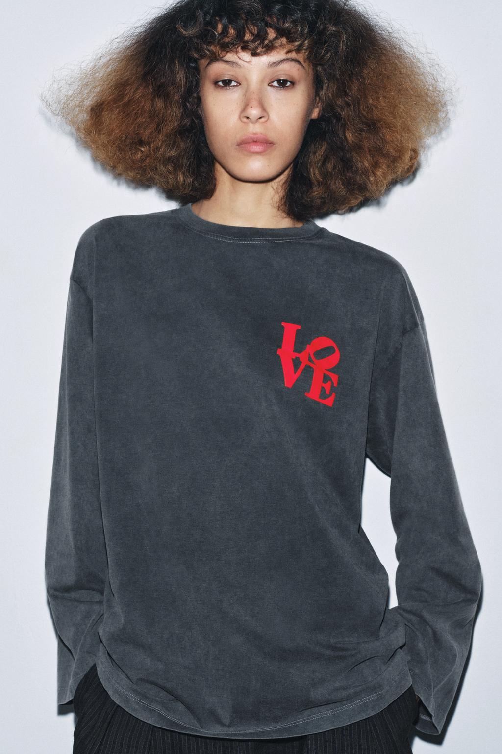 ФУТБОЛКА С ДЛИННЫМИ РУКАВАМИ С ЭФФЕКТОМ ПОТЕРТОСТИ