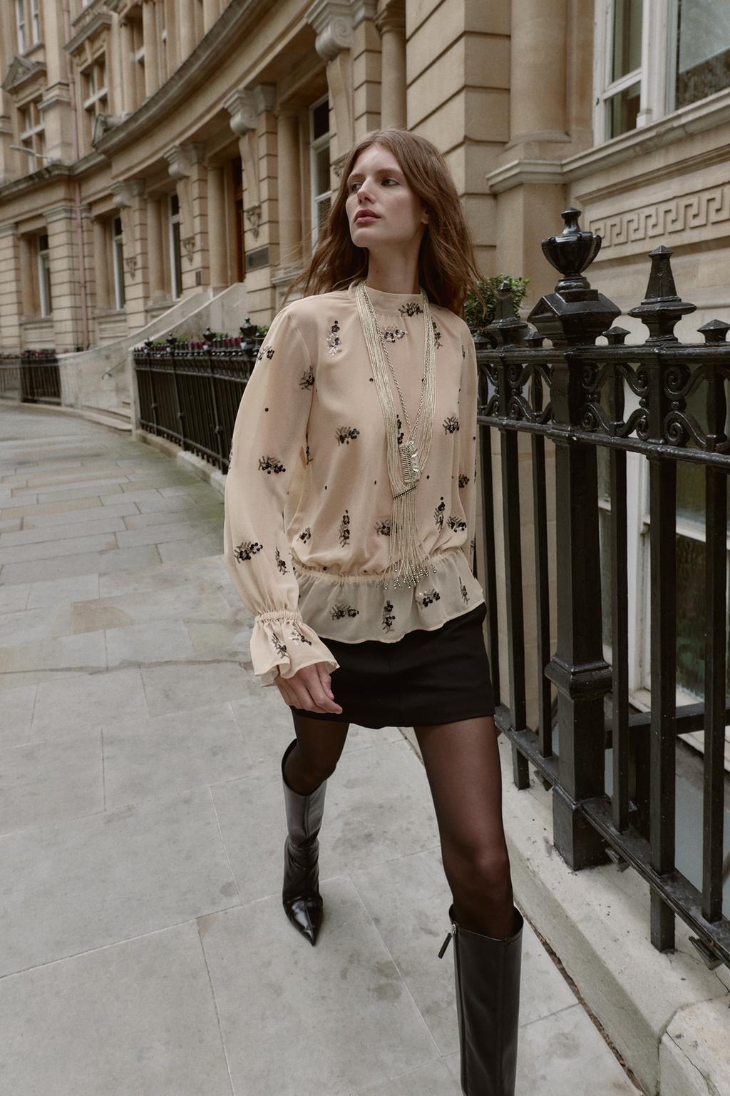 ПОЛУПРОЗРАЧНАЯ БЛУЗА С ПАЙЕТКАМИ