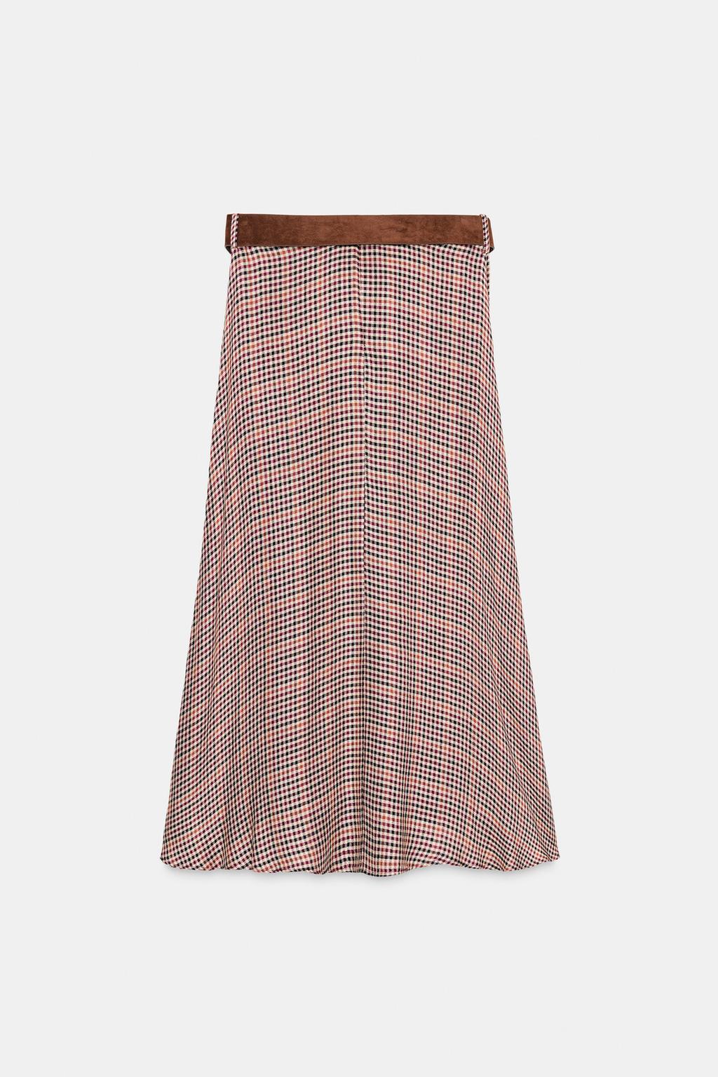 ЮБКА В КЛЕТКУ С РЕМНЕМ