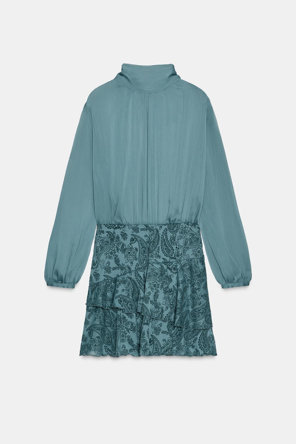 МИНИ-ПЛАТЬЕ С КОМБИНИРОВАННЫМИ ВОЛАНАМИ