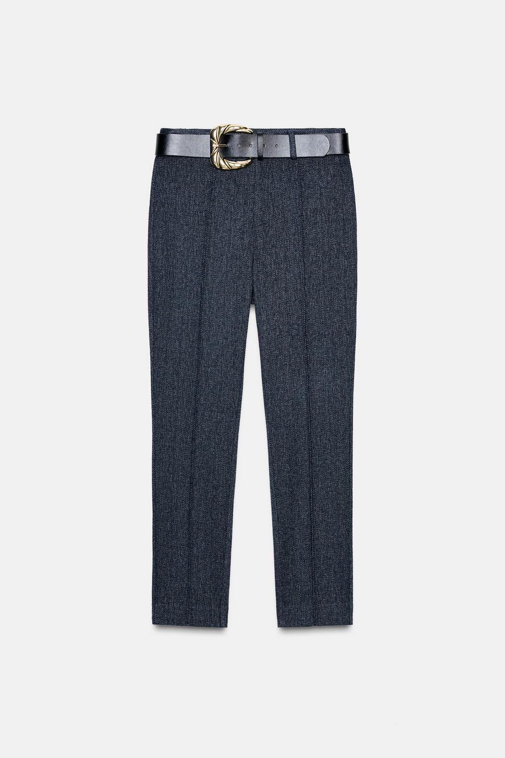 БРЮКИ В ЕЛОЧКУ С ПОЯСОМ