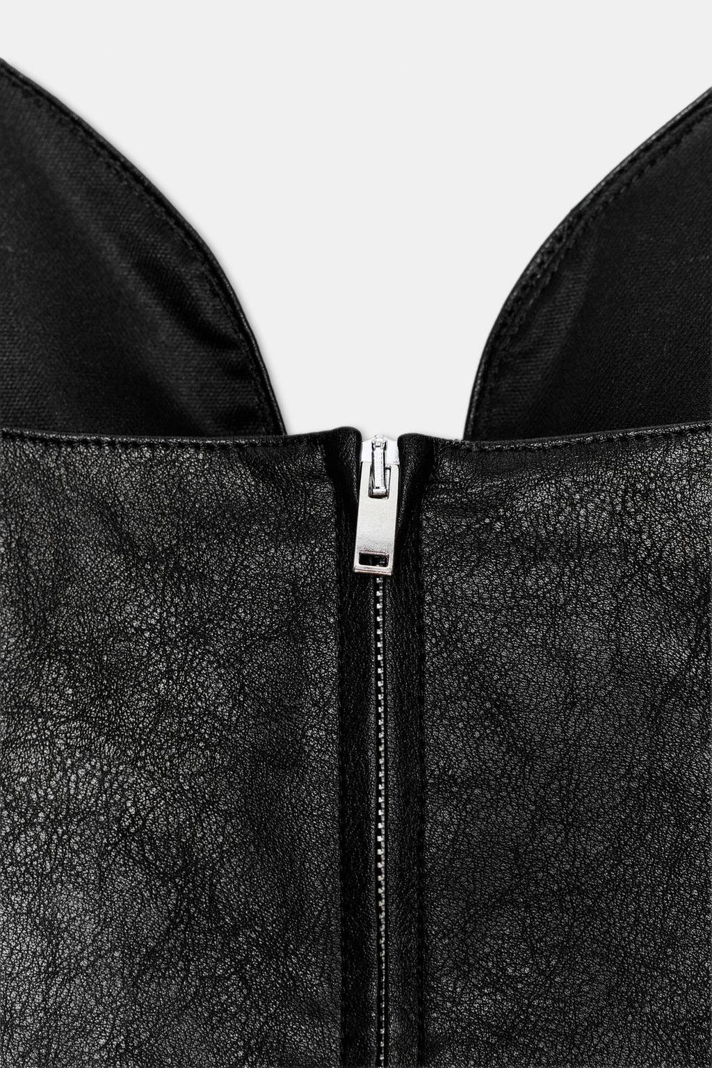 ТОП ИЗ ИСКУССТВЕННОЙ КОЖИ НА БРЕТЕЛЯХ С ЗАВЯЗКАМИ