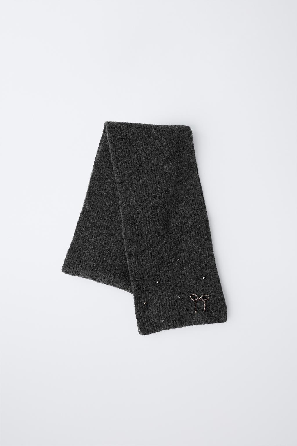 ШАРФ ТРИКОТАЖНЫЙ С БУСИНАМИ