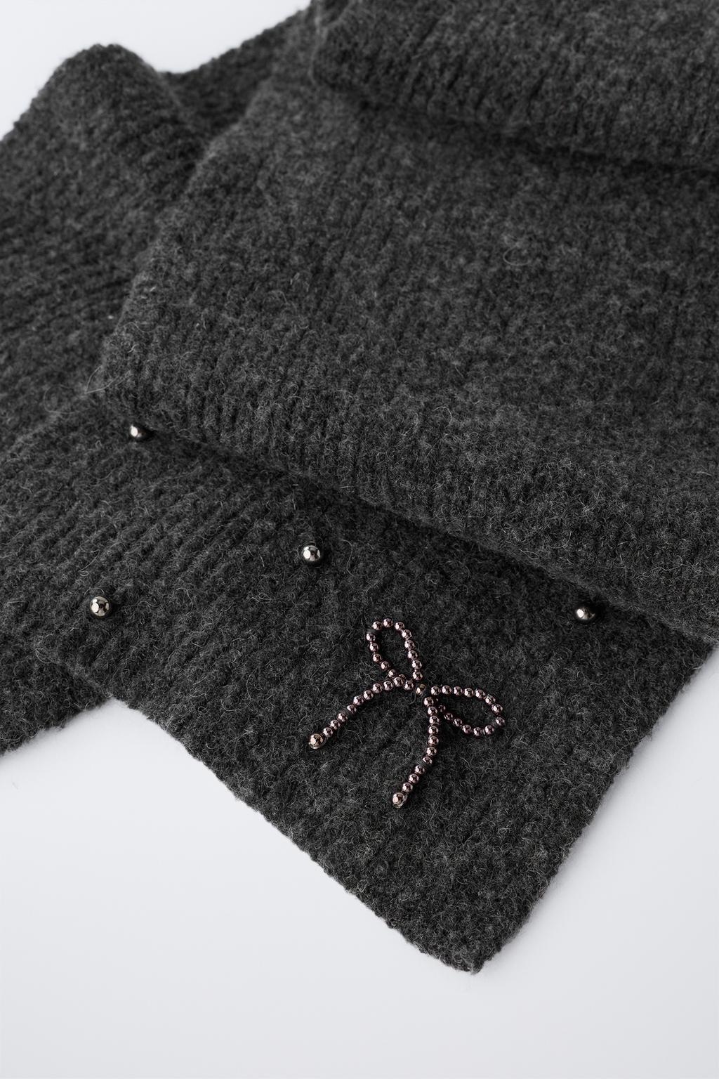 ШАРФ ТРИКОТАЖНЫЙ С БУСИНАМИ