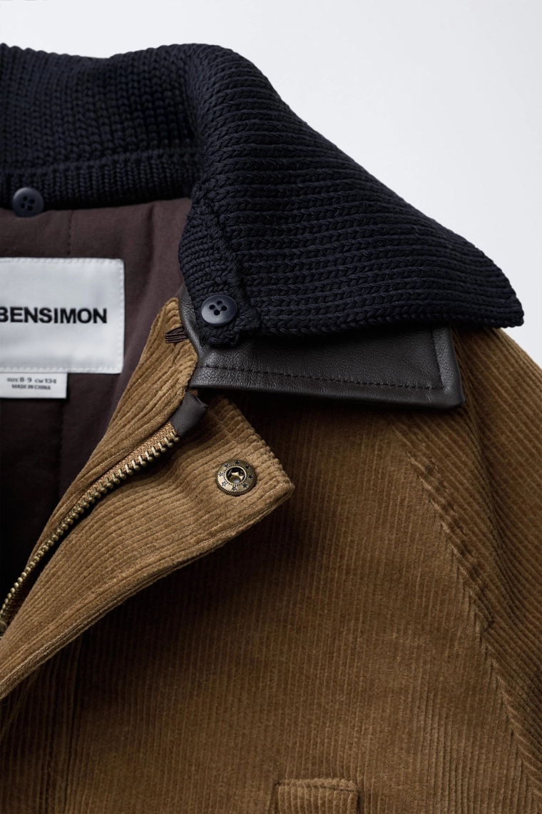 СТЕГАНАЯ ВЕЛЬВЕТОВАЯ КУРТКА СО СЪЕМНЫМ ВОРОТНИКОМ — BENSIMON ® X ZARA