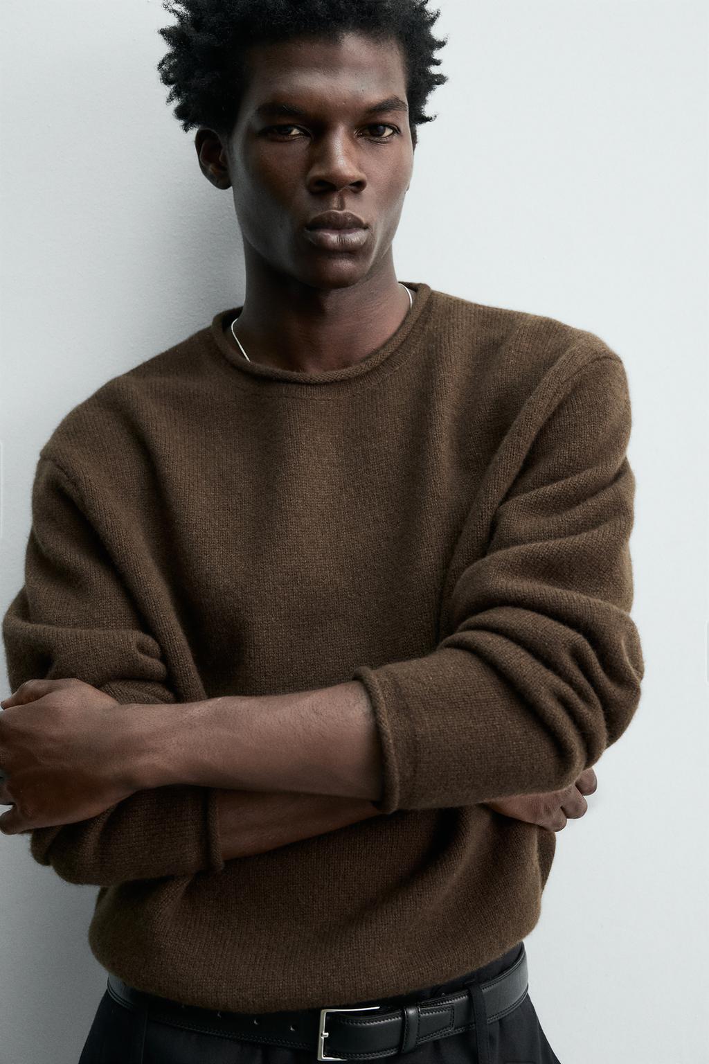 СВИТЕР ИЗ 100% ШЕРСТИ С ЗАВЕРНУТЫМИ КРАЯМИ