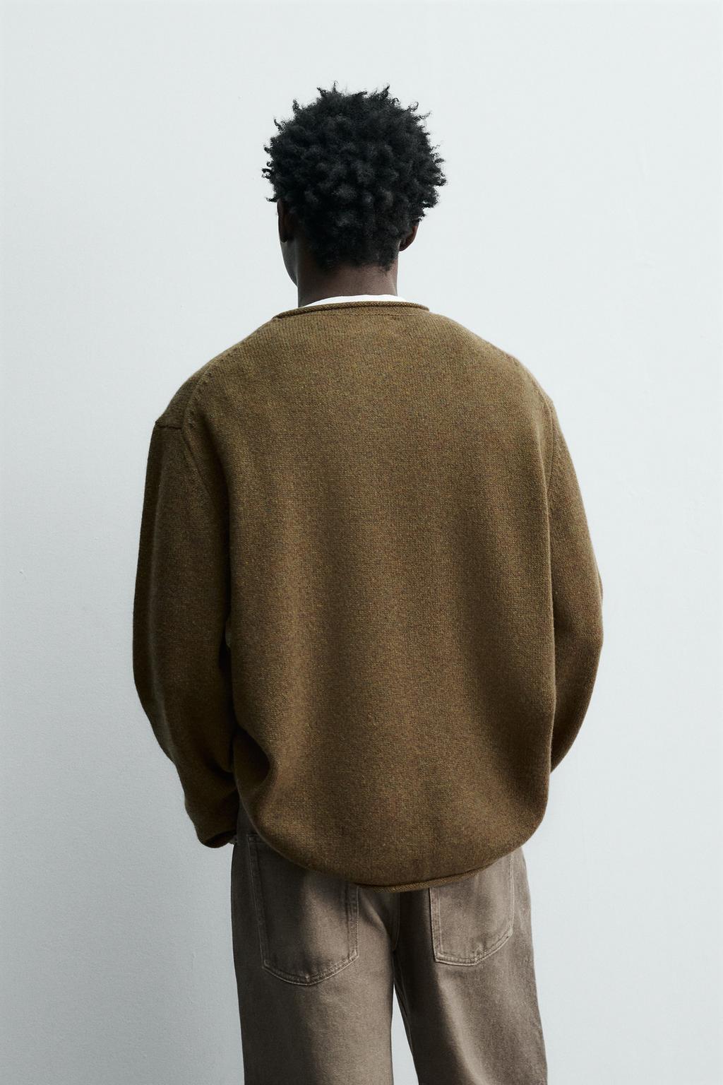 СВИТЕР ИЗ 100% ШЕРСТИ С ЗАВЕРНУТЫМИ КРАЯМИ