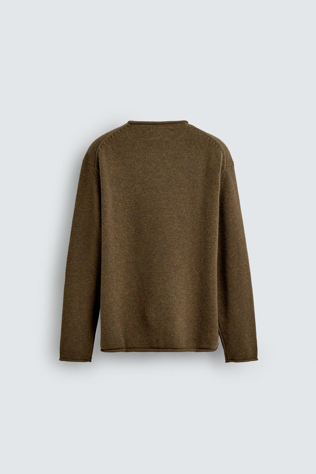 СВИТЕР ИЗ 100% ШЕРСТИ С ЗАВЕРНУТЫМИ КРАЯМИ