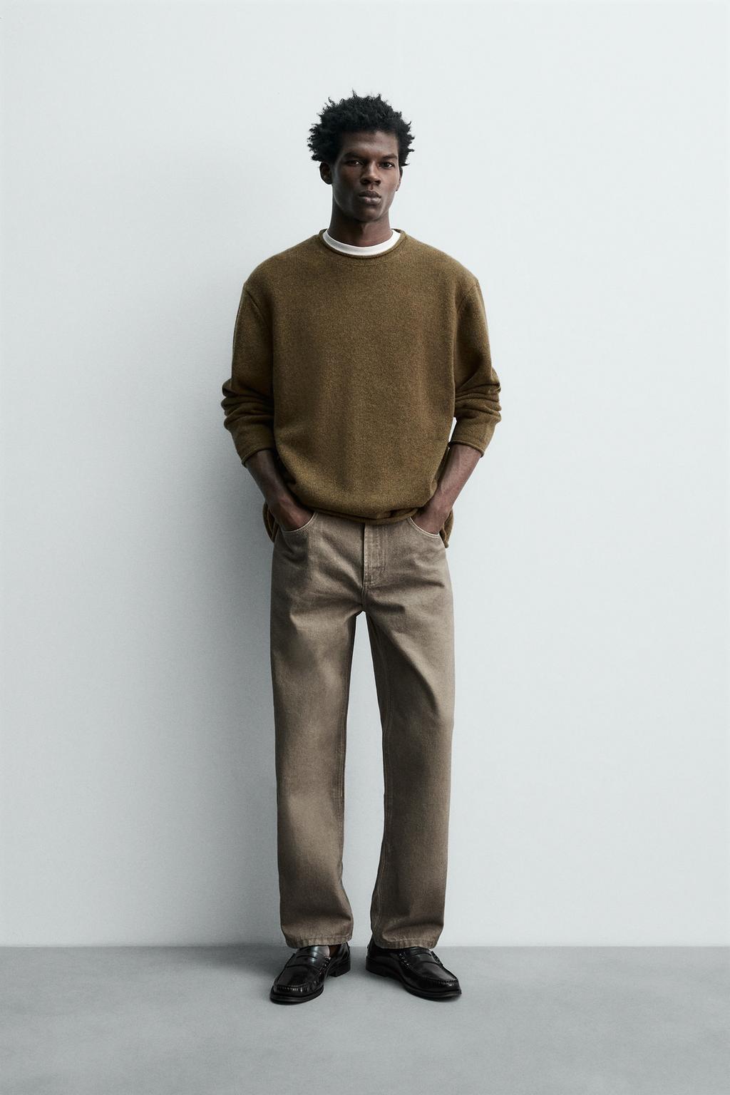 СВИТЕР ИЗ 100% ШЕРСТИ С ЗАВЕРНУТЫМИ КРАЯМИ