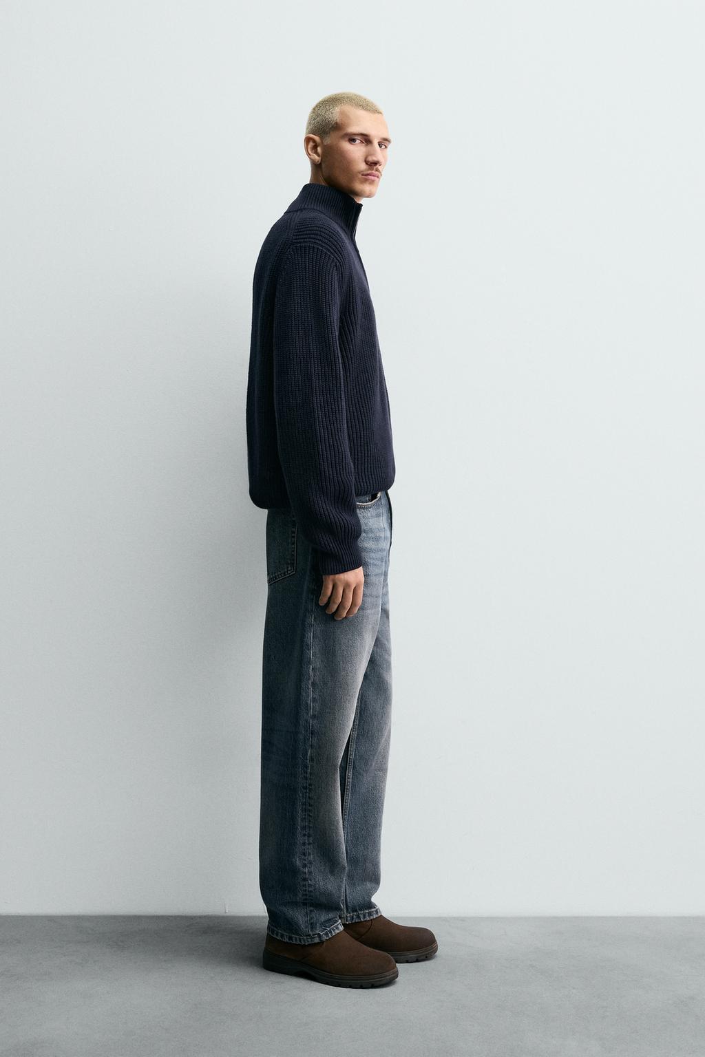 ДЖЕМПЕР С ЖЕМЧУЖНОЙ ВЯЗКОЙ И ВОРОТНИКОМ НА МОЛНИИ