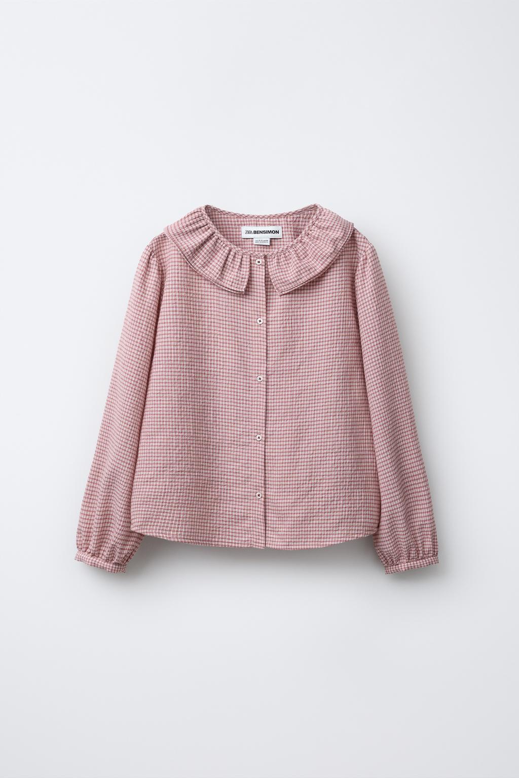 РУБАШКА С ДВОЙНЫМ ОТЛОЖНЫМ ВОРОТНИКОМ В КЛЕТКУ BENSIMON ® X ZARA 