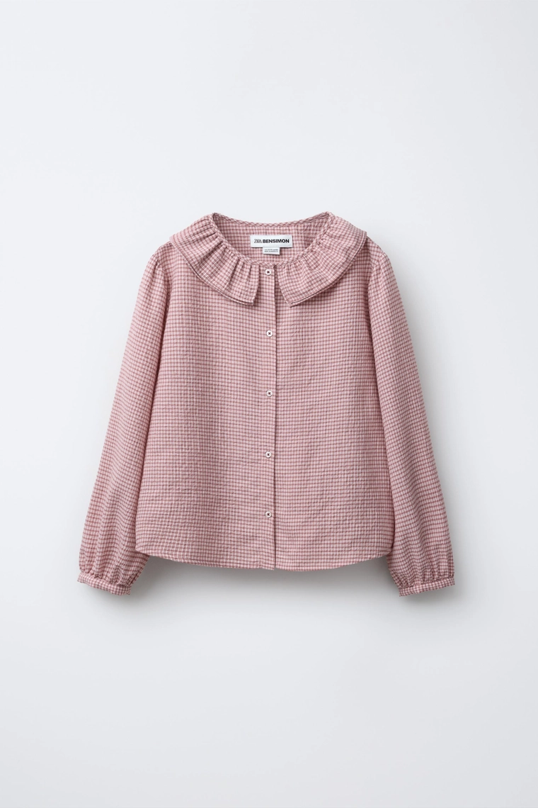 Рубашка в клетку с двойным воротником peter pan от bensimon ® x zara