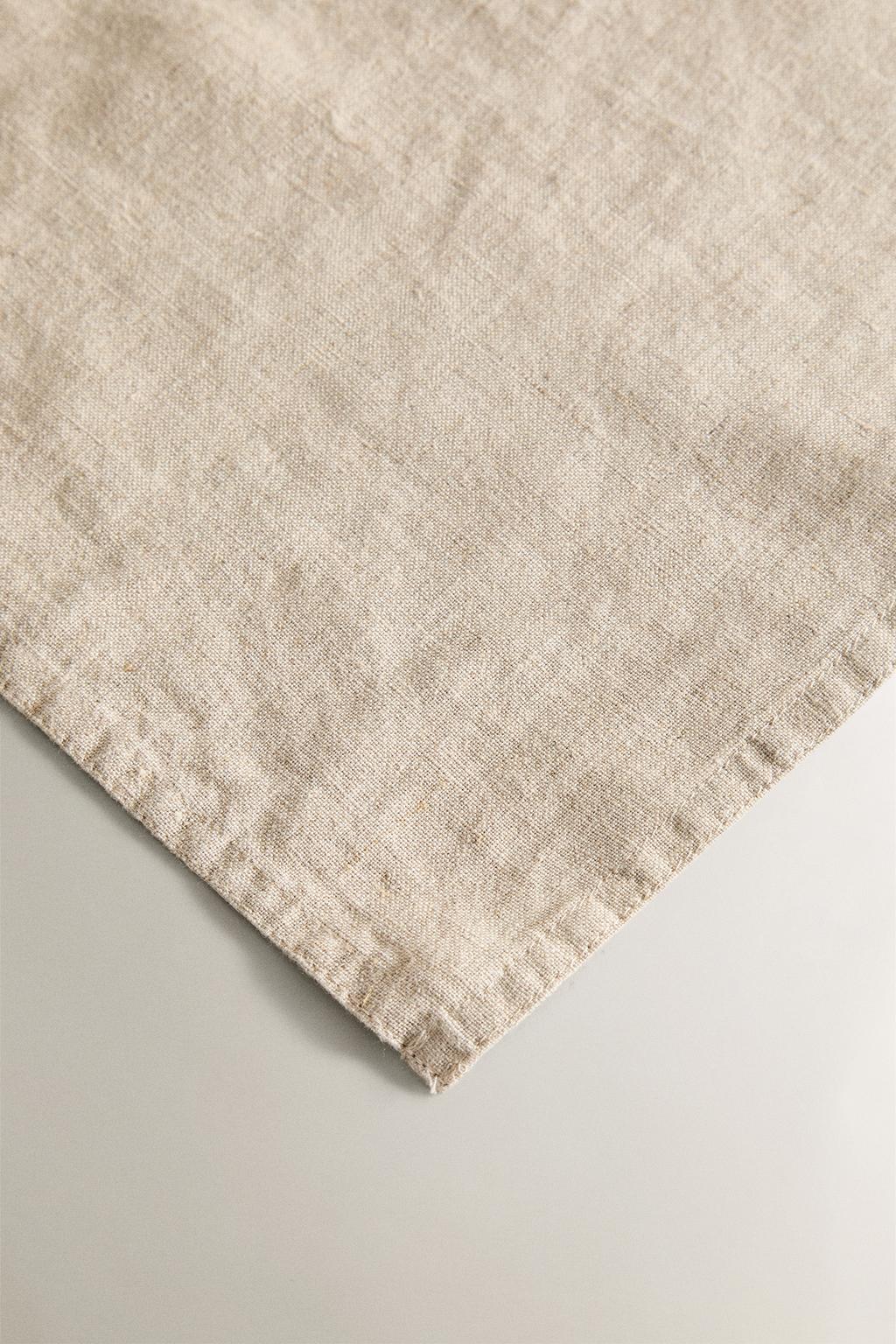 Льняная рождественская скатерть с красными листьями