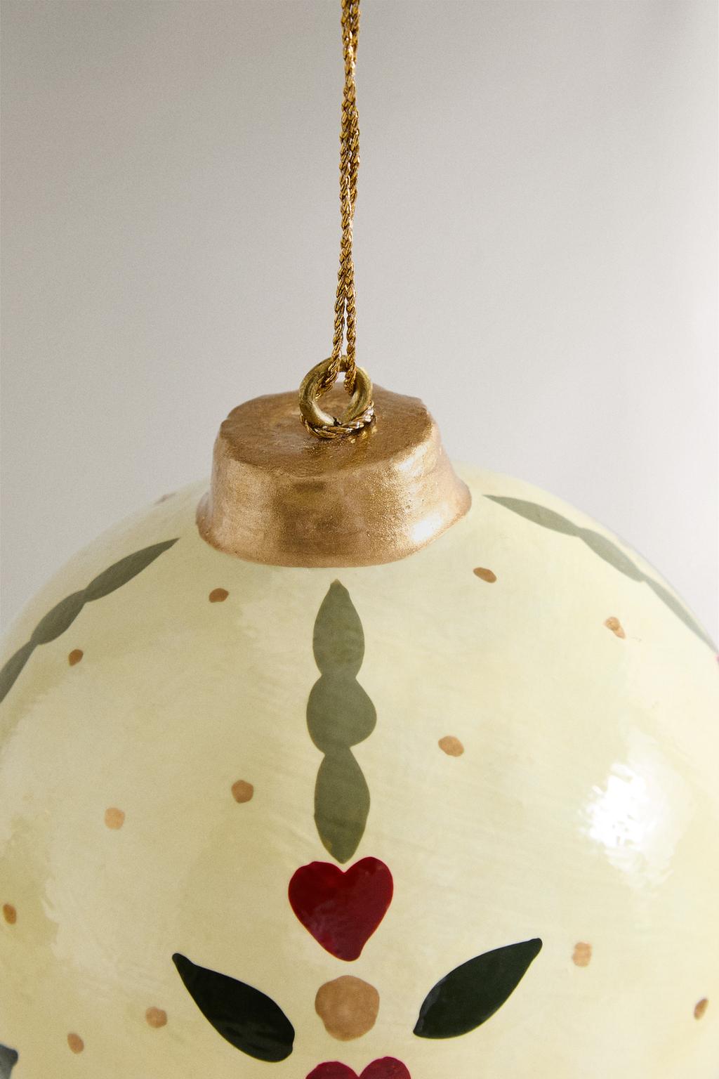 Рождественское украшение елочное шар из бумажной массы