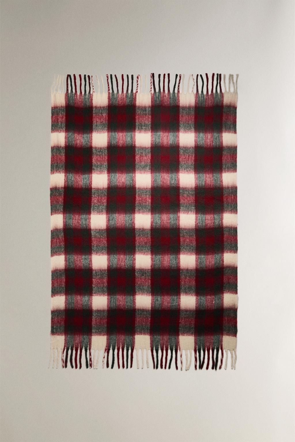 Плед soft check с бахромой