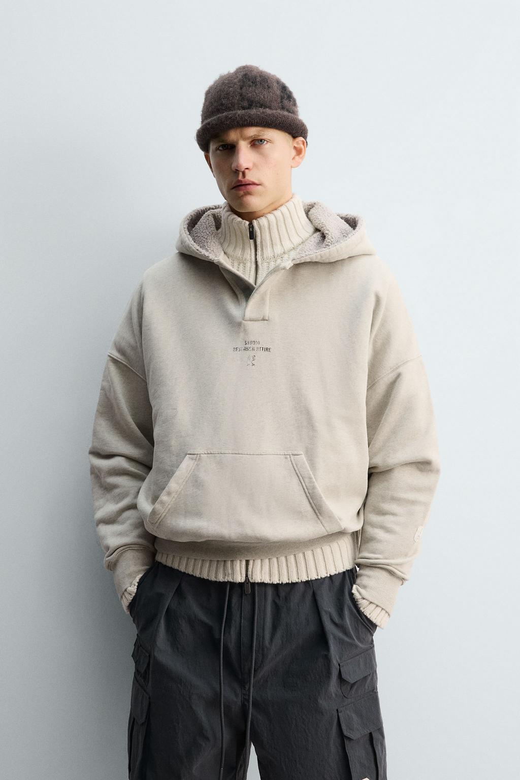 Худи с карманом на молнии contrast pouch pocket x sr_a