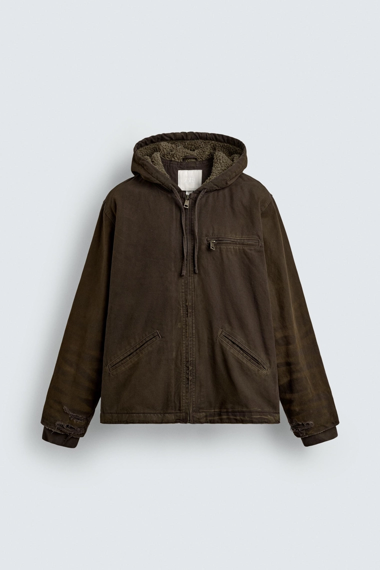 КУРТКА С ЭФФЕКТОМ ВИНТАЖНОЙ ПОТЕРТОСТИ