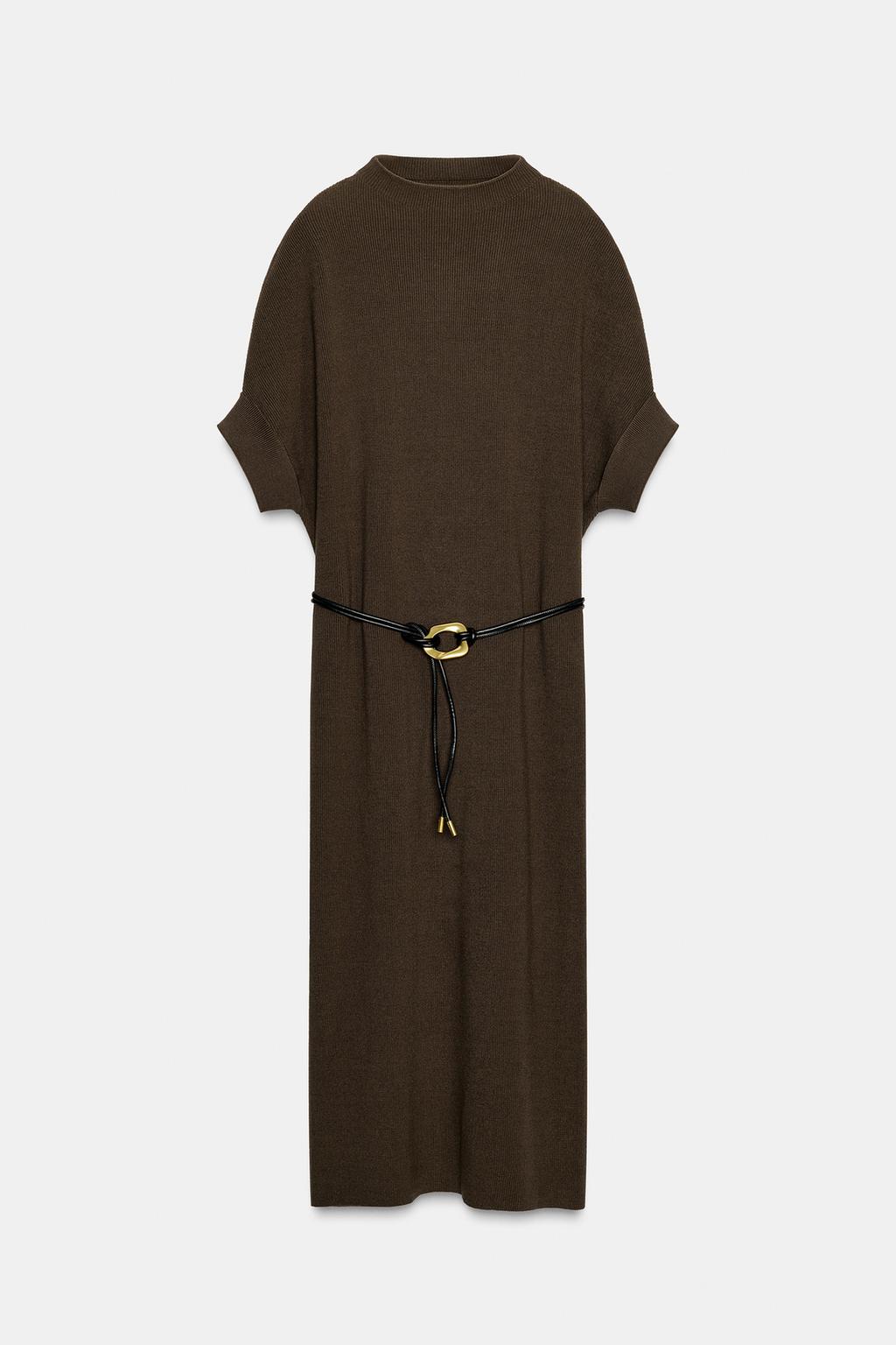 ТРИКОТАЖНОЕ ПЛАТЬЕ С ПОЯСОМ