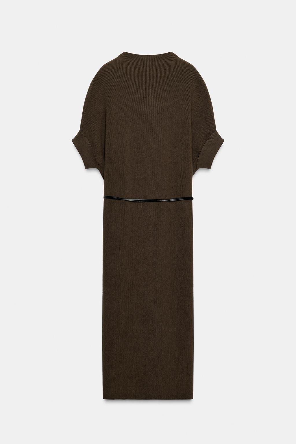 ТРИКОТАЖНОЕ ПЛАТЬЕ С ПОЯСОМ