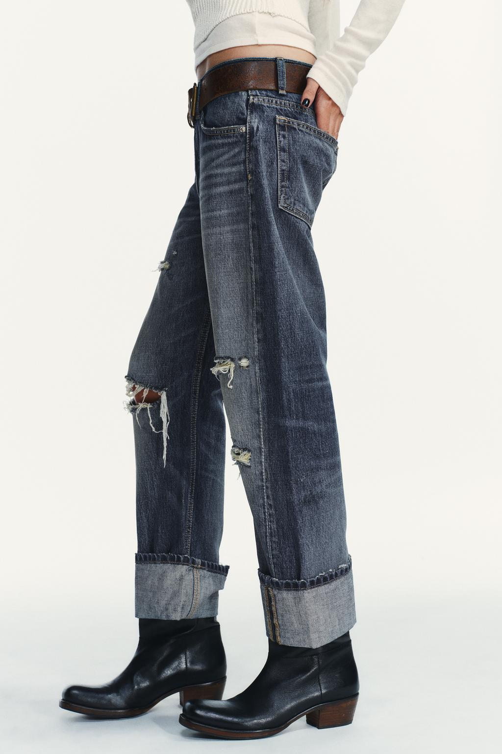 ПРЯМЫЕ ДЖИНСЫ TRF С ДЫРАМИ СРЕДНЕЙ ПОСАДКИ