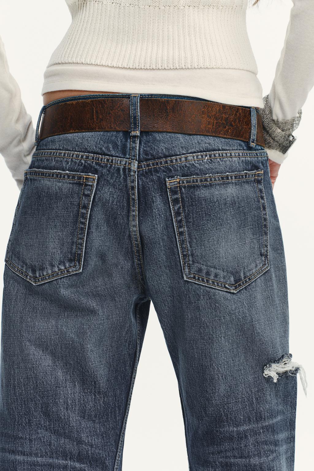 ПРЯМЫЕ ДЖИНСЫ TRF С ДЫРАМИ СРЕДНЕЙ ПОСАДКИ