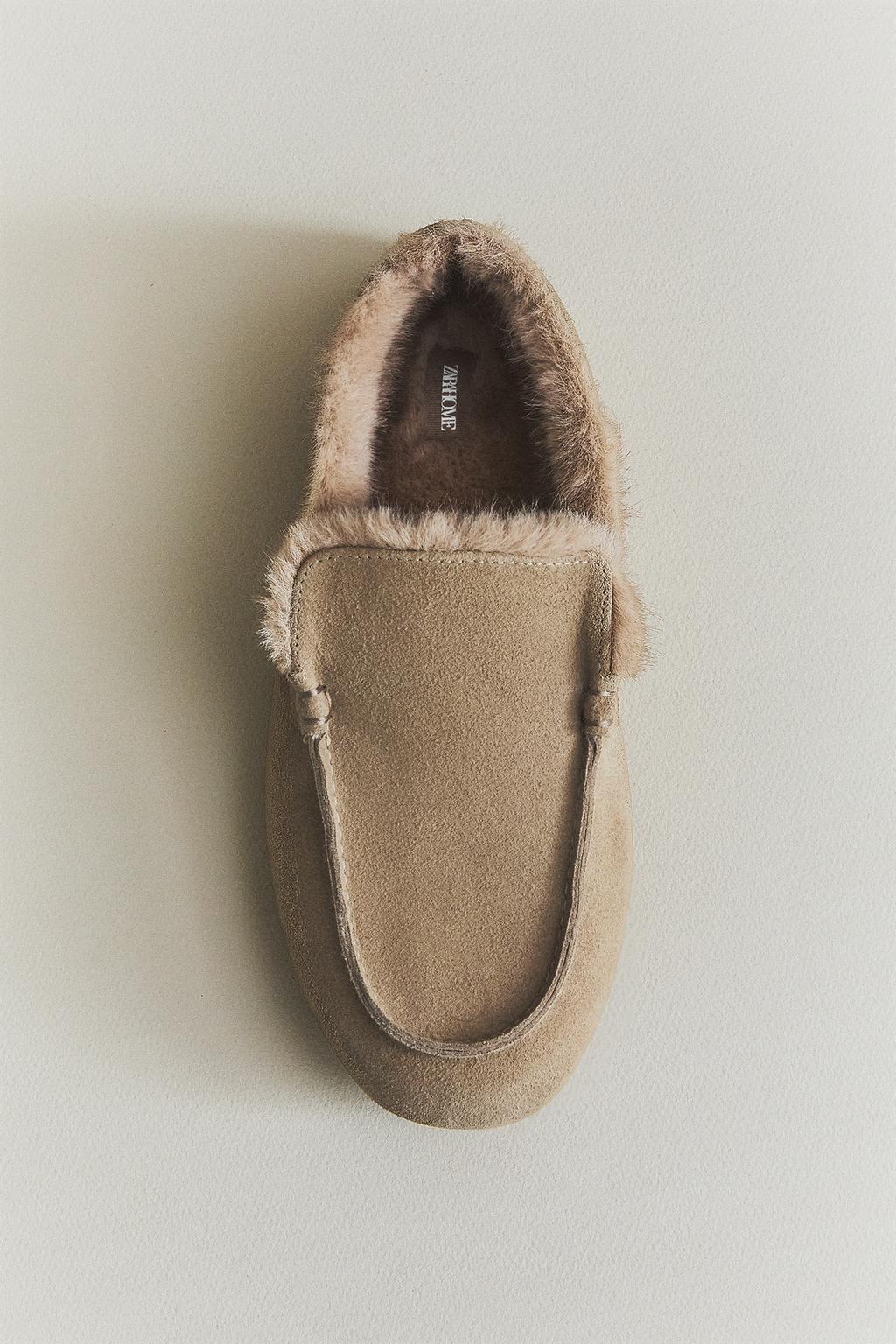 Теплые кожаные мокасины