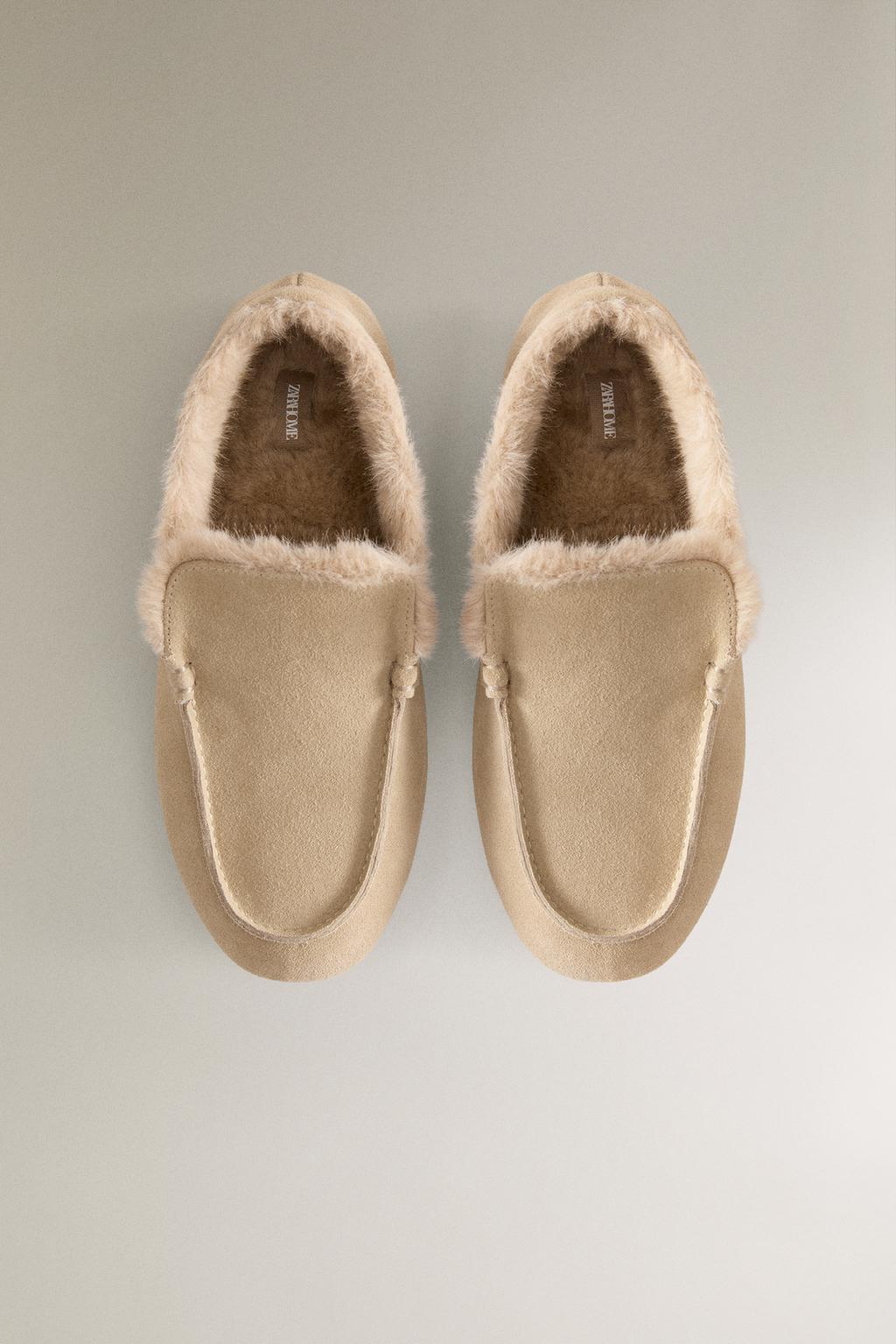 Теплые кожаные мокасины