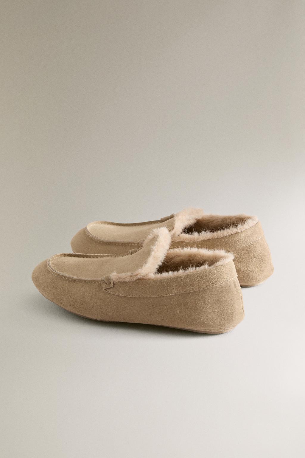 Теплые кожаные мокасины