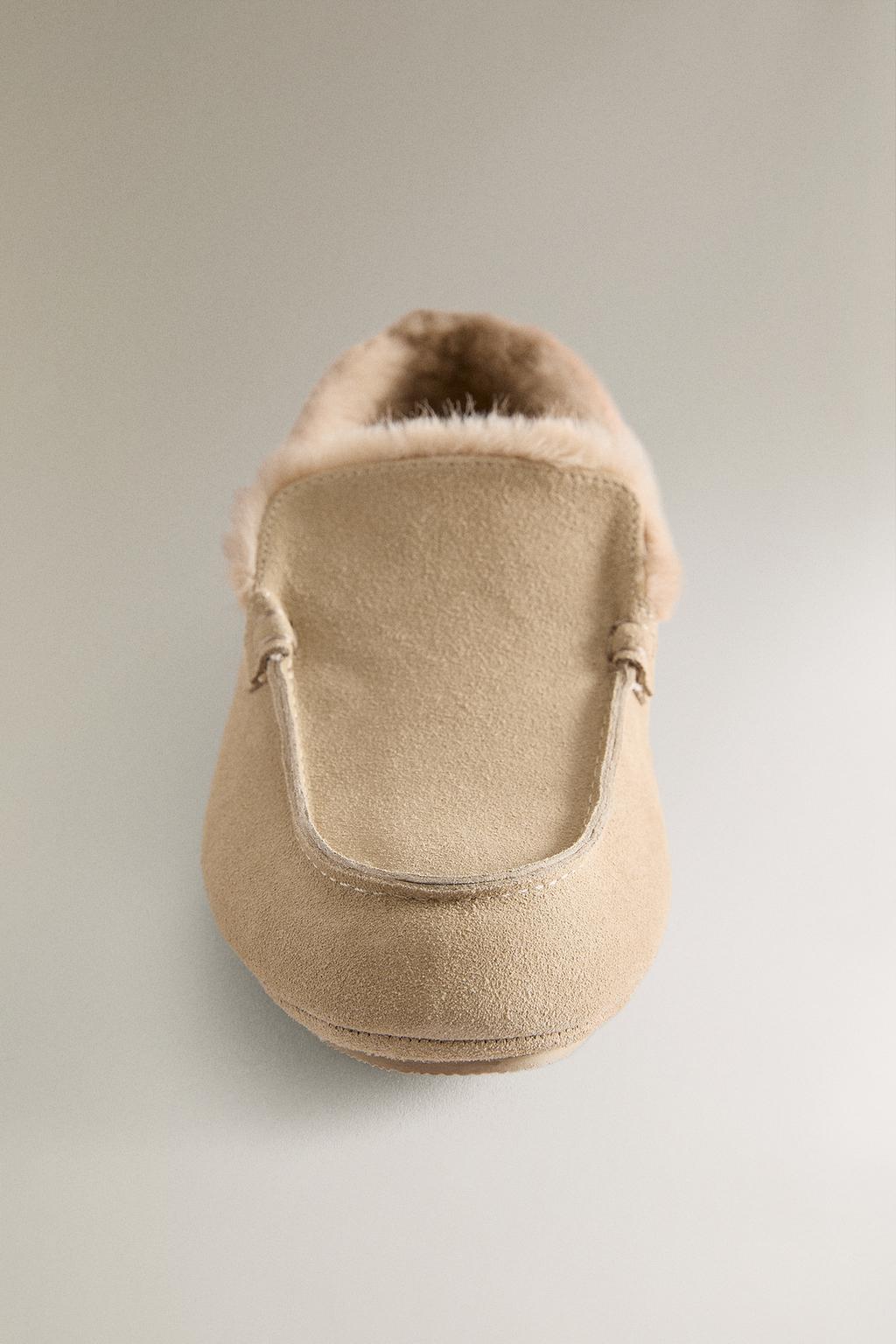 Теплые кожаные мокасины