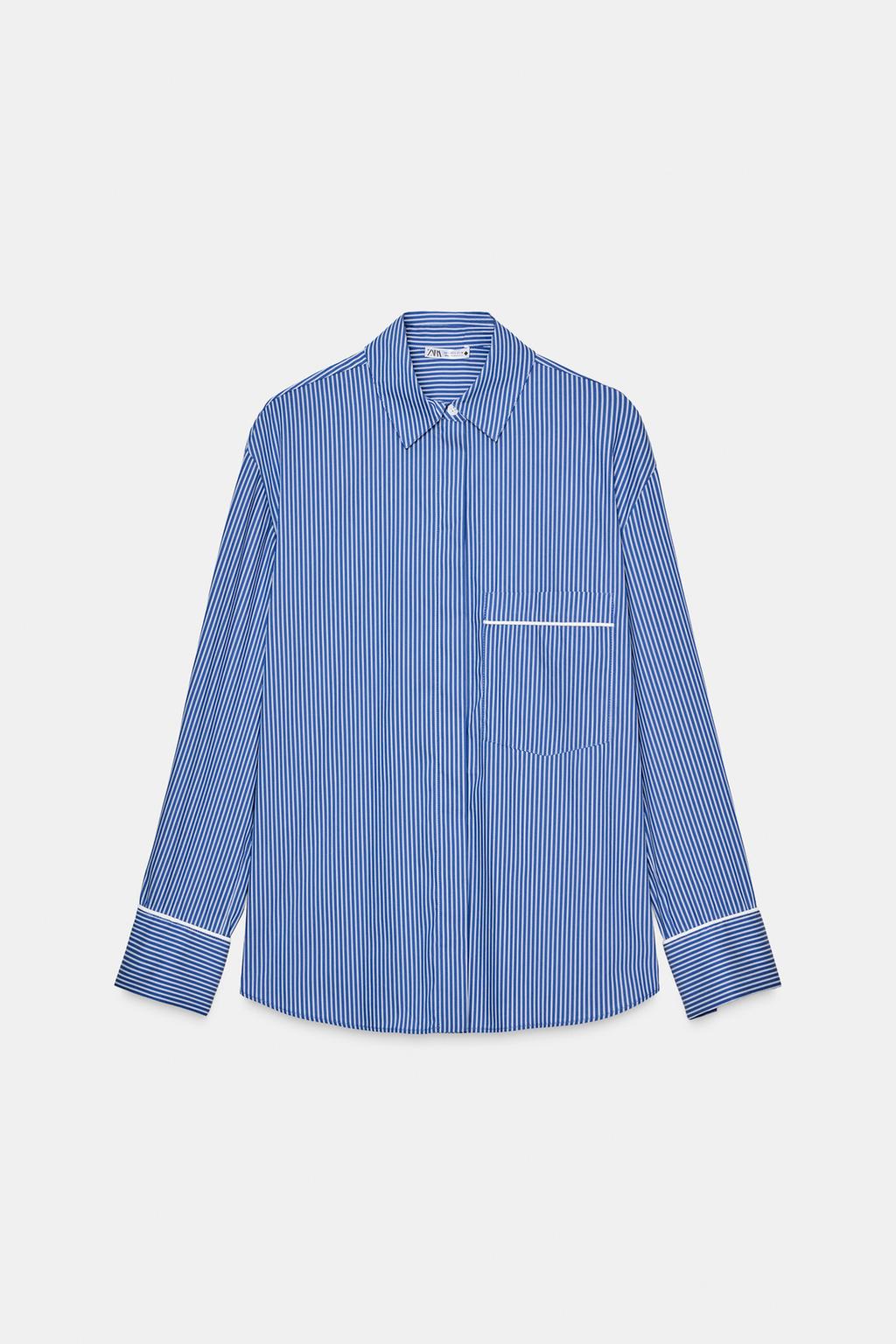 РУБАШКА В ПИЖАМНОМ СТИЛЕ В КОНТРАСТНУЮ ПОЛОСКУ