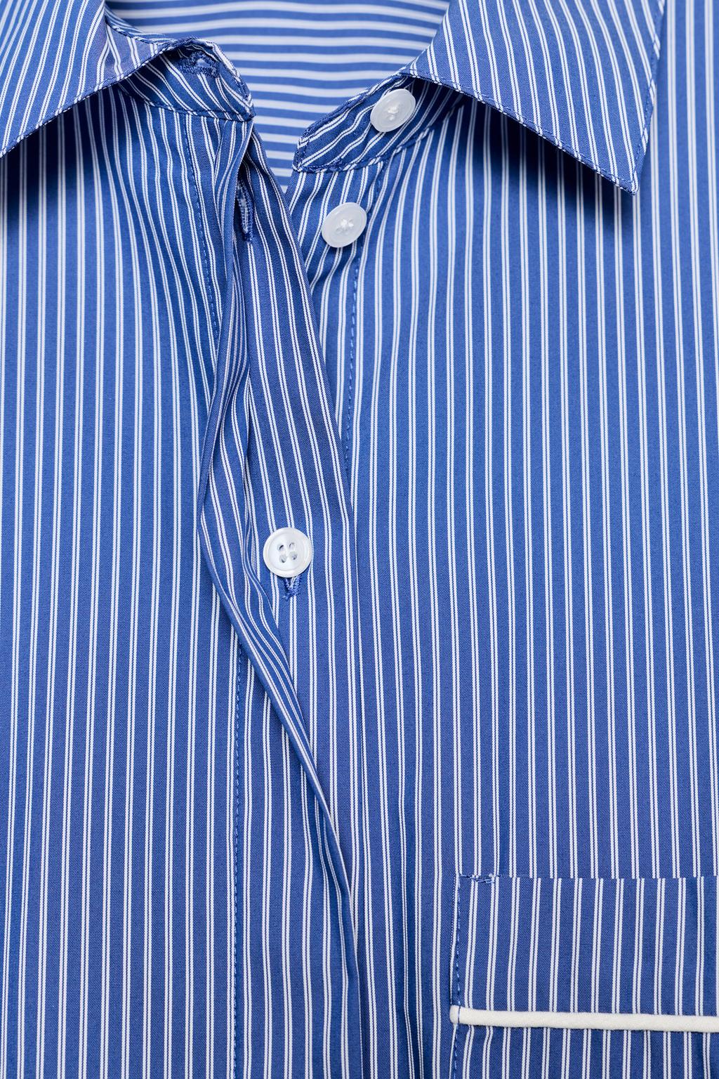 РУБАШКА В ПИЖАМНОМ СТИЛЕ В КОНТРАСТНУЮ ПОЛОСКУ